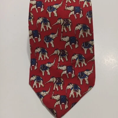 united state senate tie  silk made in usa   red with elephant design - Image 1 of 4