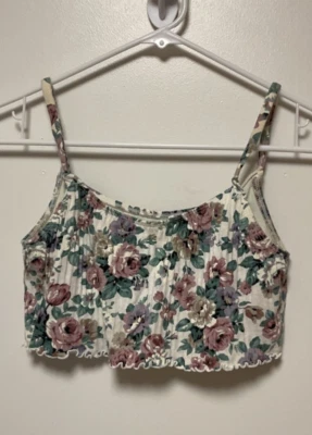 Camiseta sin mangas/corta Danskin blanca y floral - talla pequeña Foto 1 de 4