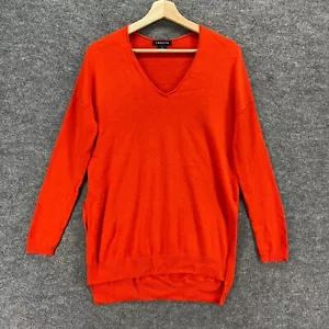 Trouve Sweater Pullover Women XS Red V-Neck Long Sleeve Knit Nylon Solid Casual - Picture 1 of 9