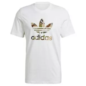 ADIDAS Men's Camo Trefoil Jersey Cotton Sport White Summer GN1855 - Picture 1 of 6