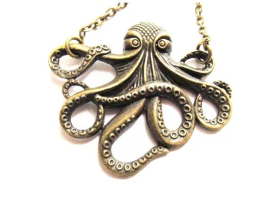 Oktopus Tintenfisch Krake Kette Halskette Miniblings 50cm Meerestier Bronze XL - Bild 1 von 3