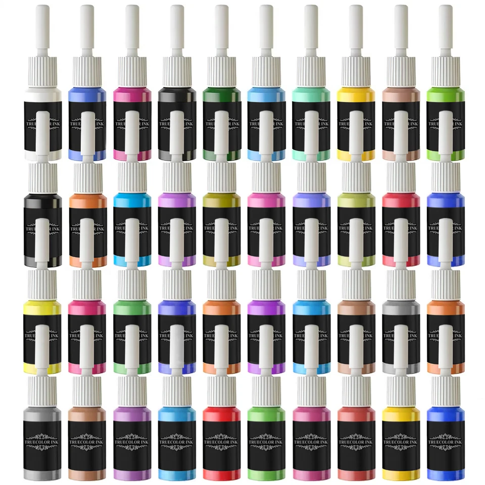 INKSTAR 40 Truecolor Tattoo Ink Set for Practicing Color Kit Pigment Colors 1/6oz (5ml)