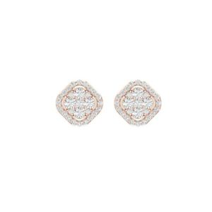 Halo Cushion Cut Moissanite Studs 925 Silver Rose Gold Plating