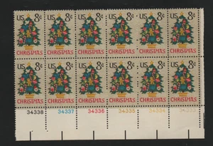 U.S. 1973 Christmas Tree 12-stamp Plate Block Mint MNH Scott # 1508 .. - Picture 1 of 1
