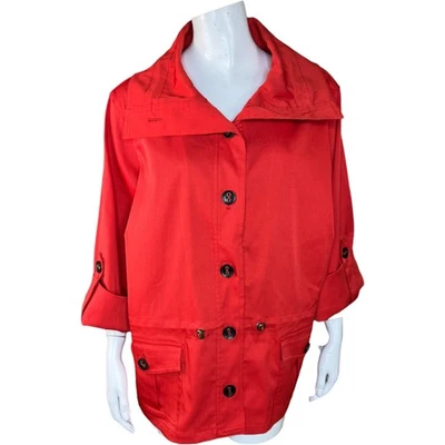 Ruby Rd. Women's 16W Button Front Jacket 3/4 Sleeves Red-Orange Pockets - Image 1 of 4