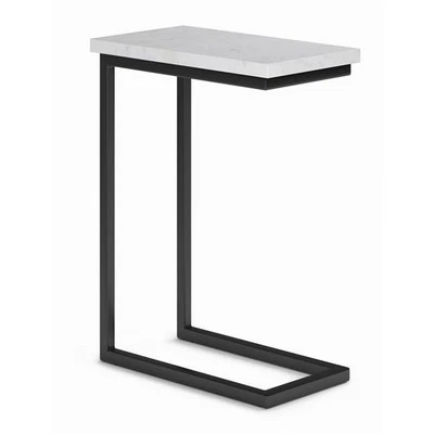 Simpli Home Skyler Industrial 18 " Metal C Side Table with Marble Top in White - Image 1 of 4