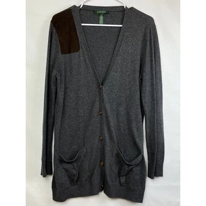 Lauren Ralph Lauren Strickjacke Damen L grau Langarm Knopfleiste - Bild 1 von 7
