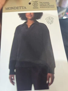 Mondetta Ladie's Corduroy Fleece Pullover, Size-L, Black - Picture 1 of 2