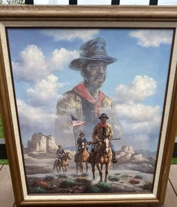 “Buffalo Soldier” Radney Jones Litografía Genuina Sobre Lienzo Firmado Marco de Madera - Imagen 1 de 18