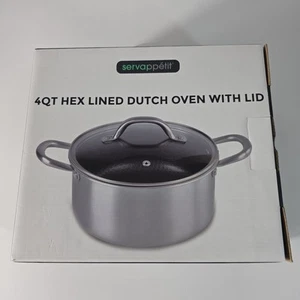 Servappetit 4 Quart Sechskant ausgekleideter Dutch Oven mit Glasdeckel - Bild 1 von 4