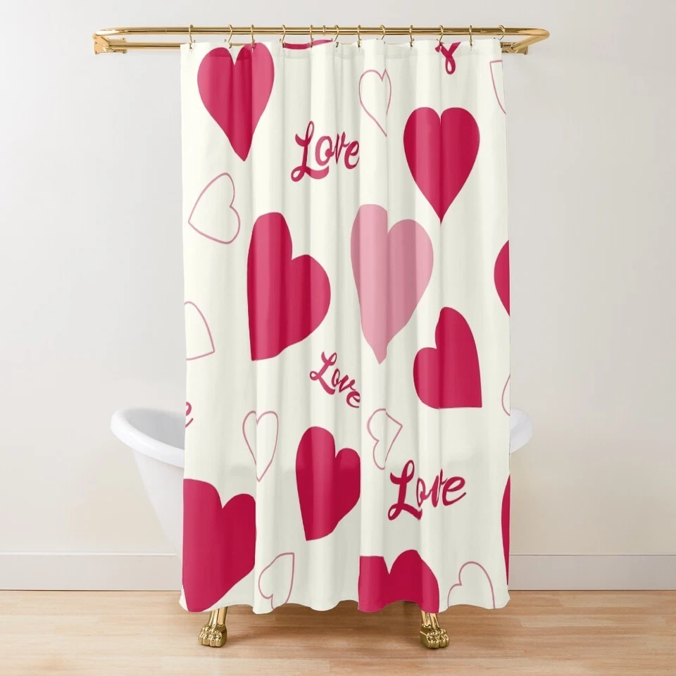 love love love cortinas de ducha rosa y rojo Foto 1 de 1