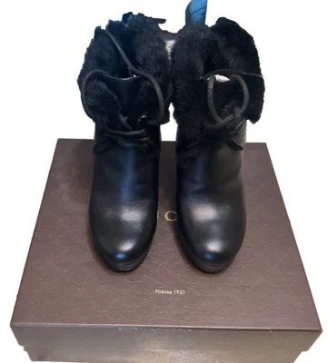 GUCCI 269700 BOTINES CUERO NEGRO RIBETE PIEL SINTÉTICA MUJER’S Talla 7 (Reino Unido 38+) Foto 1 de 4
