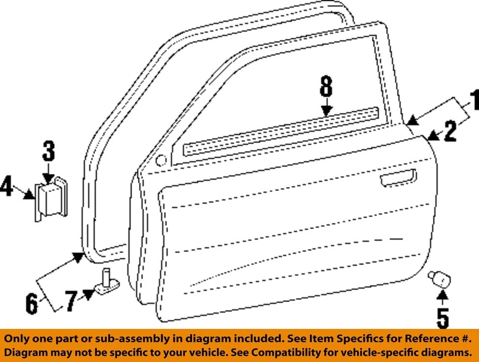 MITSUBISHI OEM 97-02 Mirage Front-Door Weather Strip Left MR186337 - Image 1 of 1