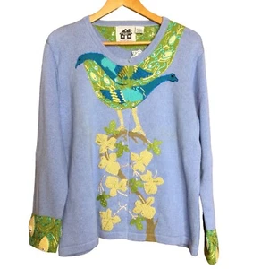 NWT Storybook Knits 3D Embracing Peacocks Embroidered Cardigan Sweater Womens Si - Picture 1 of 10