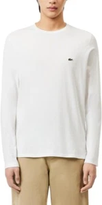 Lacoste Long Sleeve Pima Jersey Crew Neck, White, XS - Picture 1 of 2