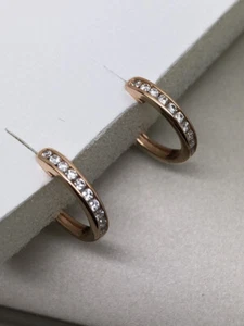 18CT ROSE GOLD HOOP DIAMOND EARRINGS 0.20CT *GH56 - Picture 1 of 10