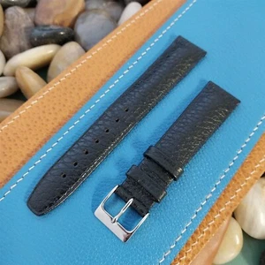 18mm Hirsch Arizona Black Leather Tapered 18/16 Unused NOS Vintage Watch Band - Picture 1 of 5