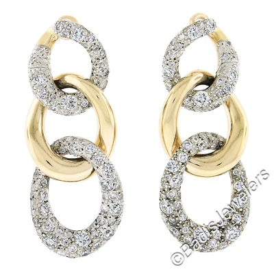 Pomellato Tango 18K Gold & Silver 4.53ctw Pave Diamond Drop Dangle Earrings - Image 1 of 4