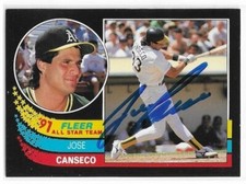 JOSE CANSECO Autographed Signed 1991 Fleer All-Star Baseball card #8 Oakland A's