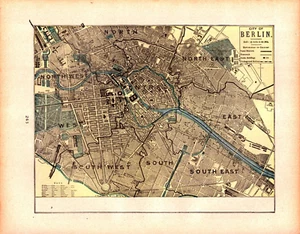BERLIN, GERMANY/BRUSSELS, BELGIUM Antique City map 1900 - Picture 1 of 2