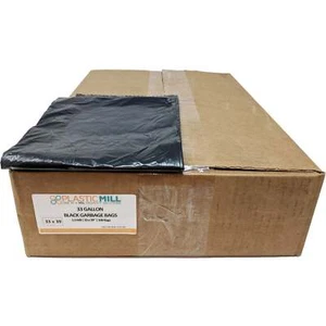 33 Gallon Garbage Bags: Black, 33x39, 1.5 Mil, 100 Bags. - Picture 1 of 8