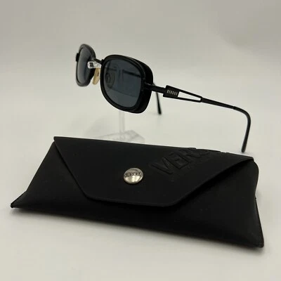 Gianni Versace Mod 复古 Versus。 R22黑色椭圆形蒸汽朋克太阳镜90年代色调 — 第 1/4 张图片