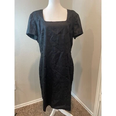 Liz Claiborne Black Vintage Linen Embroidered Sheath Dress - Image 1 of 4