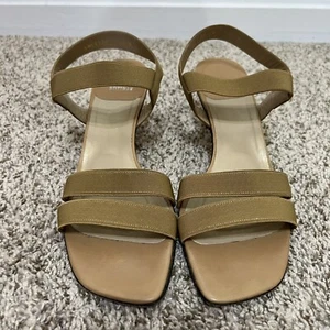 Stuart Weitzman Strap Sandals Kitten Heel Open Toe in Tan Size 10 - Picture 1 of 9
