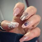 Christmas Dusky Pink Snowflake Bauble Hand Painted False Nails