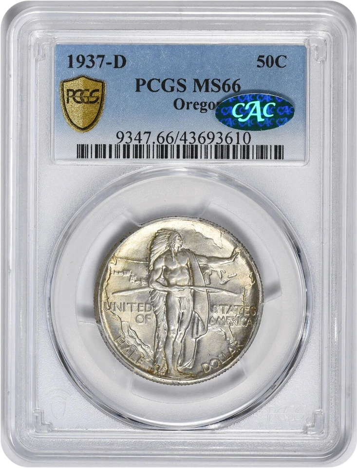 1937-D Oregon Commemorative Silver Half MS66 PCGS (CAC) - Image 1 of 2