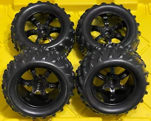 TRUCK Tire Set BL 4PC SQUARE DRIVE For FG Smartech Nutech Duratrax Carson 1/5 RC - Picture 1 of 7
