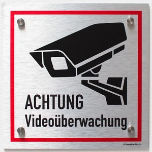 Schild Videoüberwacht 30x20 cm Videoüberwachung Warnschild silber Aluverbund - Bild 1 von 4