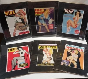 Pin-Up Art Novelty Prints Matted Lot of 6 - Picture 1 of 1