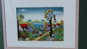 Minature Village painting signed by artist "Paris 87" origin unknown 4.25" by 3" - Picture 1 of 10