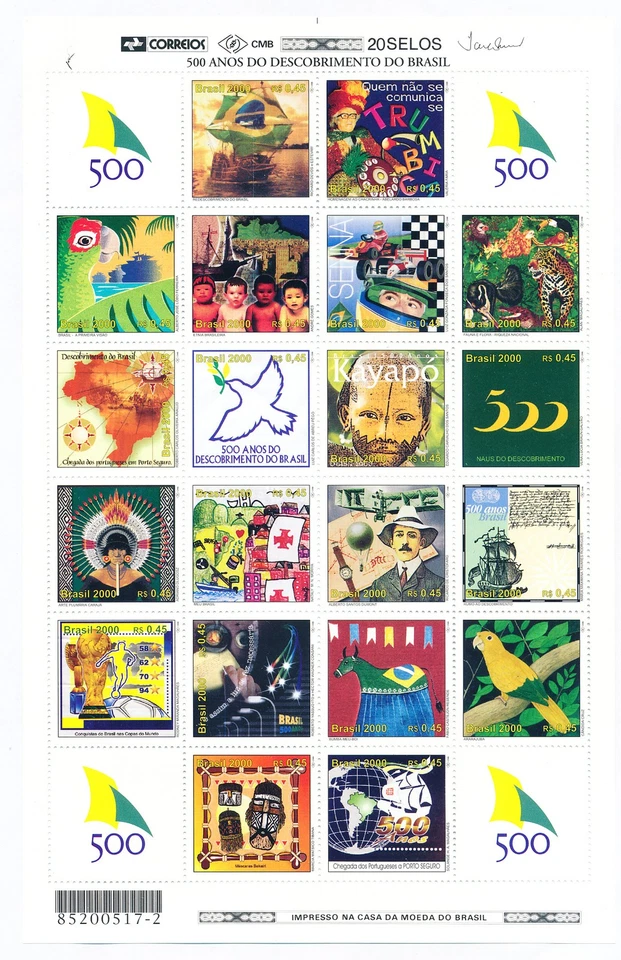 XE55699 Brazil 2000 discovery 500 years XXL sheet MNH - Image 1 of 1