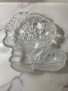 Santa’s Boot Glass Serving Bowl Frosted - Picture 1 of 5