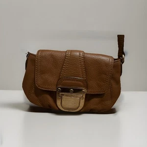 Michael Kors Brown Leather Charlton Gold Buckle Small Crossbody Bag Purse - Picture 1 of 4