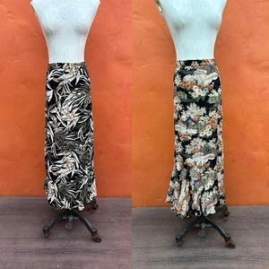 Vintage 1990s Sarah Arizona Reversible Midi Skirt Ruffle Hem 1930s bias - Picture 1 of 8
