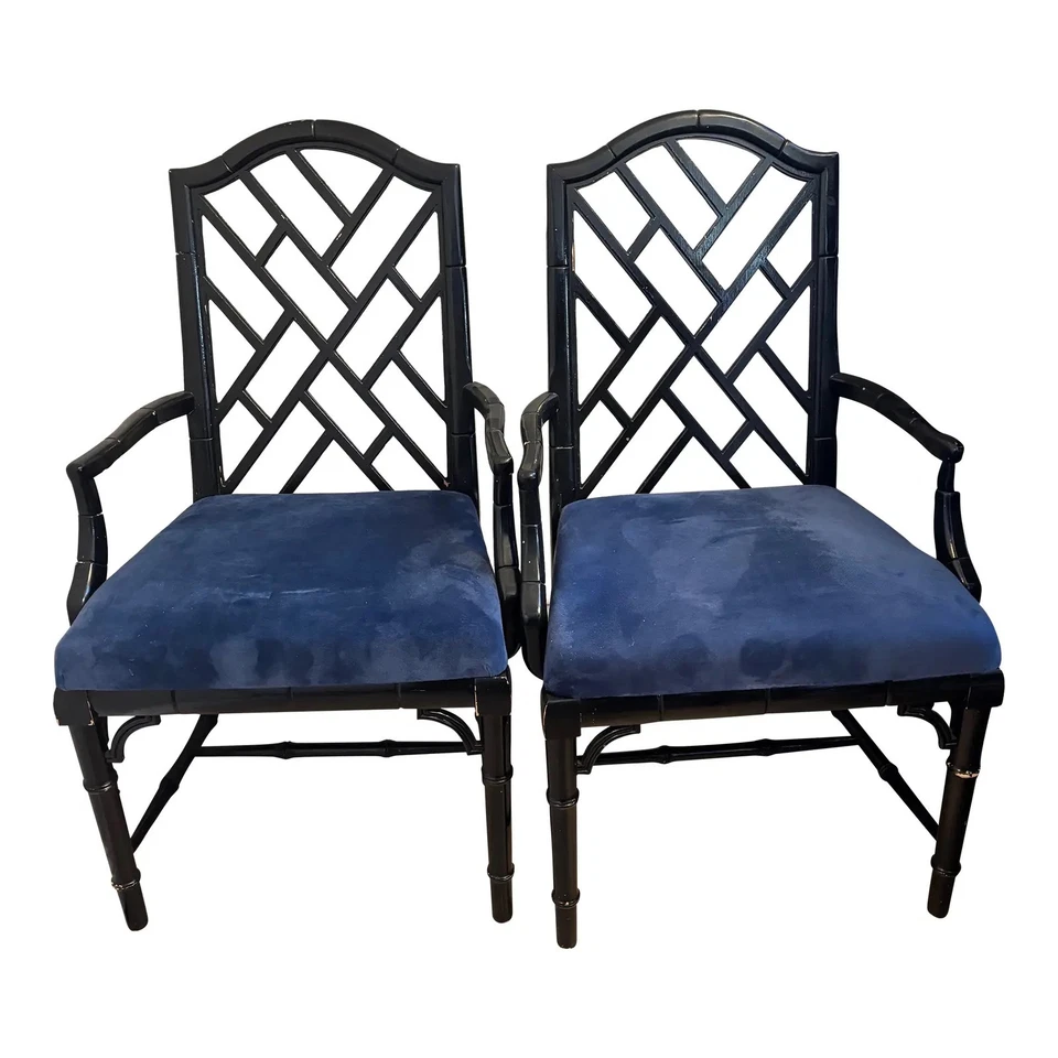 Pair Of Chinese Chippendale Dining Chairs By Century Furniture - Image 1 of 4