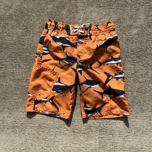 Crazy 8 Boys Swim Trunks Orange Shark Graphic Size Small 5-6 - Picture 1 of 6