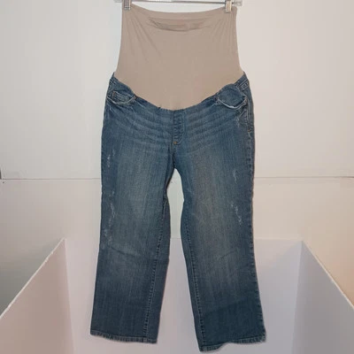 American Star Relaxed Fit Crop Maternity Jeans Women Sz L Blue Stretch Denim - Image 1 of 4