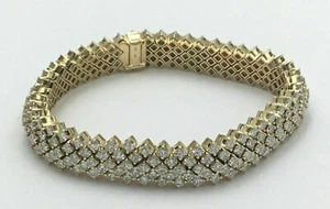 10Ct Round Cut Simulated Diamond Wedding Tennis Bracelet 14k Yellow Gold Plated - Picture 1 of 4