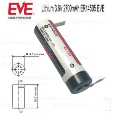 Batteria lamelle a Saldare EVE ER 14505 CNR Pila 14500 3,6V Li-SOCl2 2700mAh
