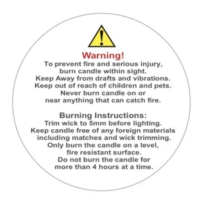 CANDLE safety warning stickers labels. 1000 Labels. 38mm - Picture 1 of 1