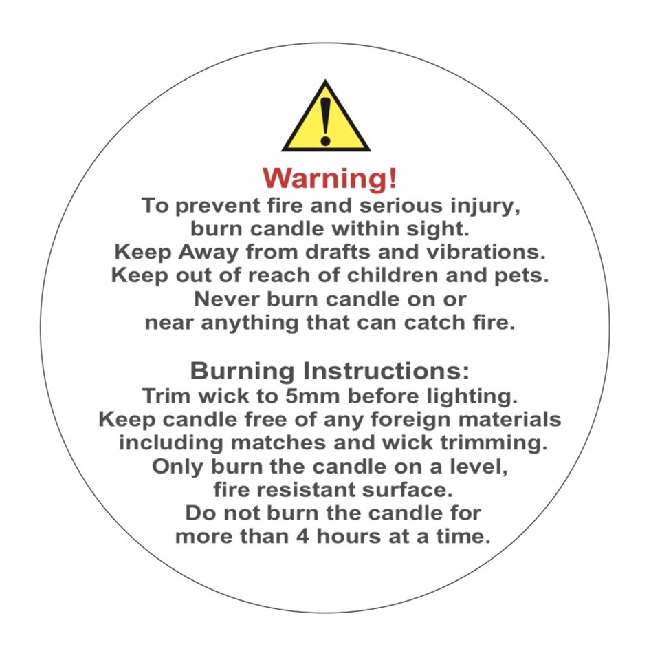CANDLE safety warning stickers labels. 500/roll. 38mm - Image 1 of 1