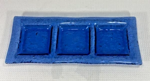 Mud Pie 2010 blau Blase Glas Serviertablett - strukturiert Küstenstil - Bild 1 von 5