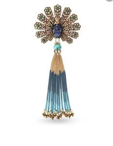 $65 Betsey Johnson Peacock Boho Pin #256a - Picture 1 of 9