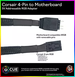 Corsair RGB Fan To Aura/Mystic Light (Motherboard) A-RGB Adapter - Picture 1 of 4