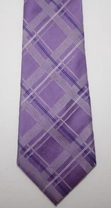 DONALD J TRUMP PURPLE WOVEN WINDOWPANE CHECKS 100% SILK NECK TIE 60" - Picture 1 of 9