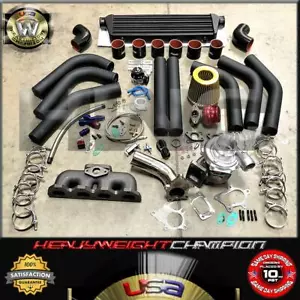 92-01 Honda Prelude H22 BB1 BB6 Turbo Cargador Kit T3/T4 Cooler + Bov - Imagen 1 de 7